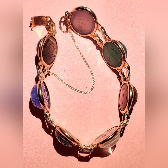 Vintage 14k gold plated NAPIER  Ancient Egyptian style SCARAB bracelet - Picture 8 of 8